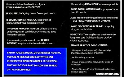 Corona Virus Federal Recommendations, 3-23-20